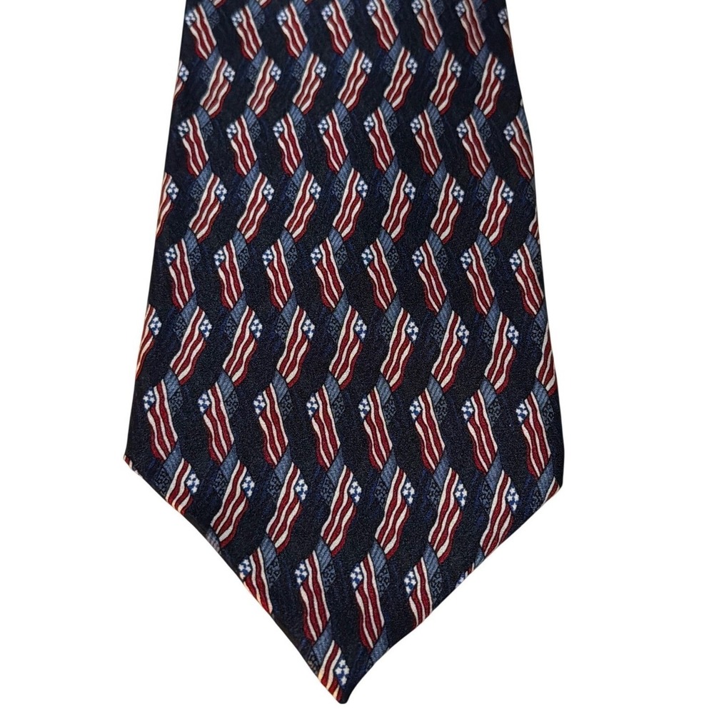 Stonehenge Silk Tie American Flag Navy Blue Patriotic USA Made Necktie
